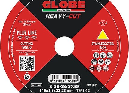 GLOBE DISCO DA TAGLIO A CENTRO DEPRESSO PER INOX