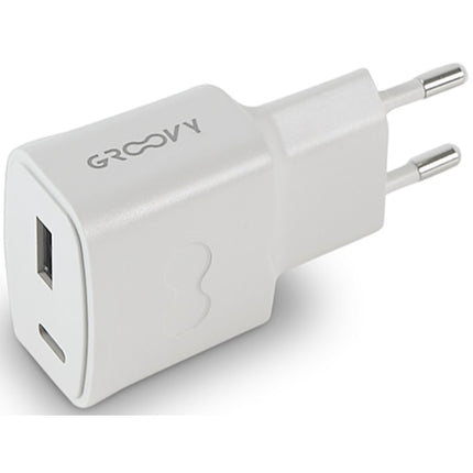 GROOVY CARICATORE DA MURO USB + USB C COLORE GRIGIO