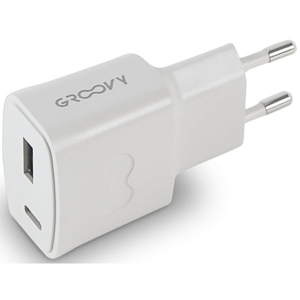 GROOVY CARICATORE DA MURO USB + USB C COLORE GRIGIO