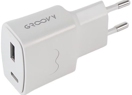 GROOVY CARICATORE DA MURO USB + USB C COLORE GRIGIO