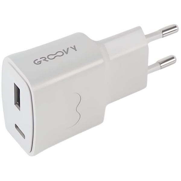 GROOVY CARICATORE DA MURO USB + USB C COLORE GRIGIO