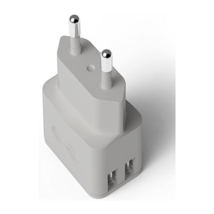 GROOVY CARICATORE DA MURO CON 2 USB COLORE GRIGIO