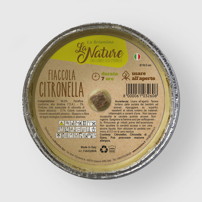 LA BRIANTINA FIACCOLA ALLA CITRONELLA IN CONTENITORE DI ALLUMINIO CM16,5