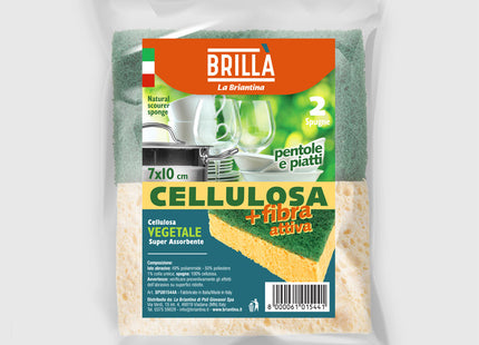 LA BRIANTINA SPUGNE IN FIBRA ABRASIVA E CELLULOSA NATURALE CONF.PZ2