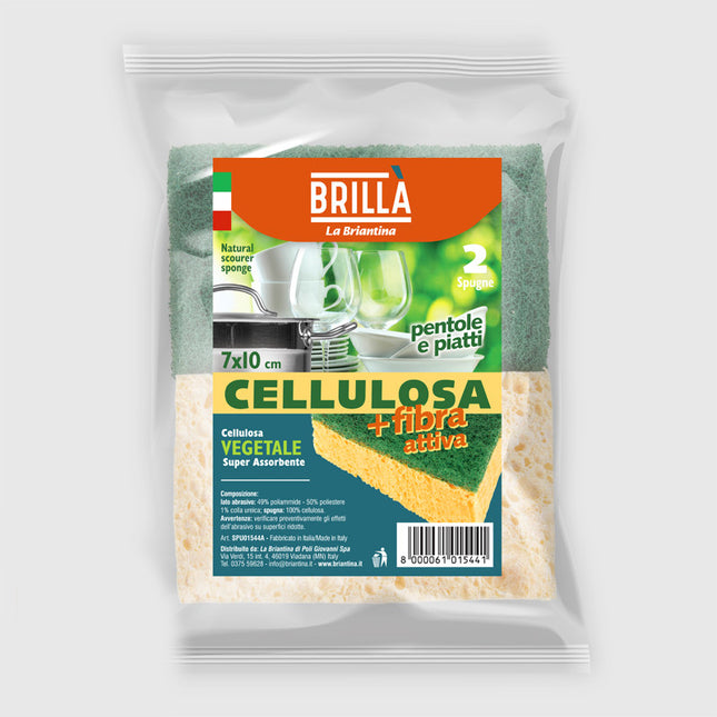 LA BRIANTINA SPUGNE IN FIBRA ABRASIVA E CELLULOSA NATURALE CONF.PZ2