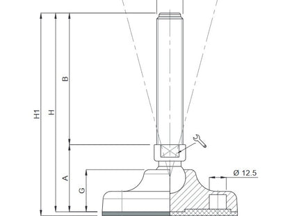 MARTIN PIEDE INOX A2 SNODATO BASE PLASTICA
