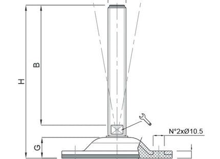 MARTIN PIEDE ZINCATO SNODATO STAMPATO CON FORI D.MM 85 M16X150 KG1500