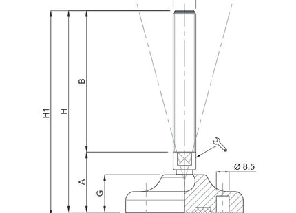 MARTIN PIEDE INOX A2 SNODATO BASE PLASTICA