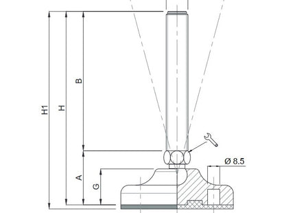 MARTIN PIEDE ZINCATO SNODATO BASE PLASTICA