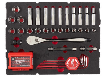 MILWAUKEE PACKOUT SET CRICCHETTO E BUSSOLE DA 1/2" IN TERMOFORMATO