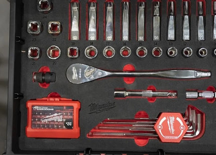 MILWAUKEE PACKOUT SET CRICCHETTO E BUSSOLE DA 1/2" IN TERMOFORMATO