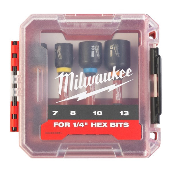 MILWAUKEE SET 4 BUSSOLE ESAGONALI MAGNETICHE CON ATTACCO DA 1/4"