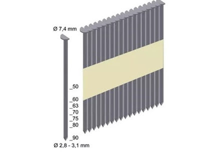 MILWAUKEE CHIODI A MEZZA TESTA ZIGRINATI PER CHIODATRICE M18FFN