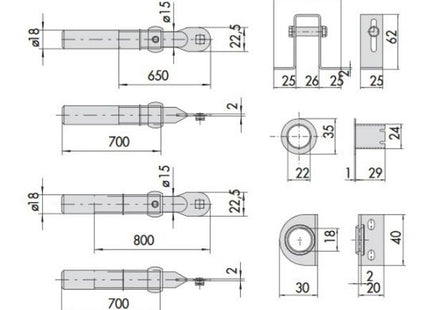 CISA SERIE COMPLETA ASTE CATENACCIO PER SERRATURE A 3 PUNTI DI CHIUSURA
