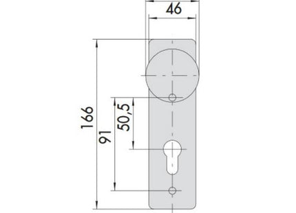 CISA PLACCA ESTERNA CON POMOLO E FORO CILINDRO PER PORTE TAGLIAFUOCO