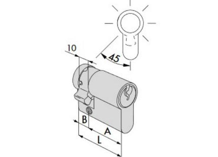 CISA MEZZO CILINDRO A PROFILO EUROPEO C2000 CAMMA REGOLABILE MM60/10 KA