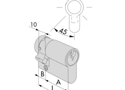 CISA MEZZO CILINDRO A PROFILO EUROPEO C2000 CAMMA 90° PER 46305 MM30/10
