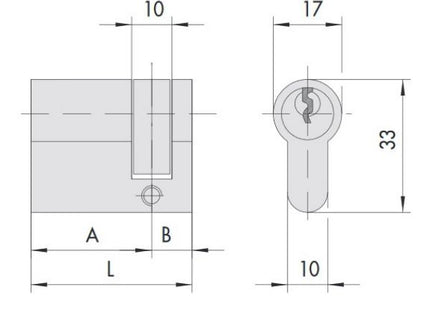 CISA MEZZO CILINDRO A PROFILO EUROPEO C2000 CAMMA 90° PER 46305 MM30/10