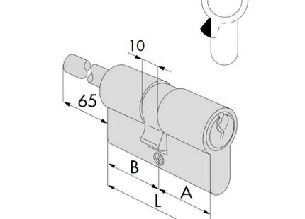 CISA CILINDRO A PROFILO EUROPEO C2000 PREDISPOSTO PER POMOLO MM30/30