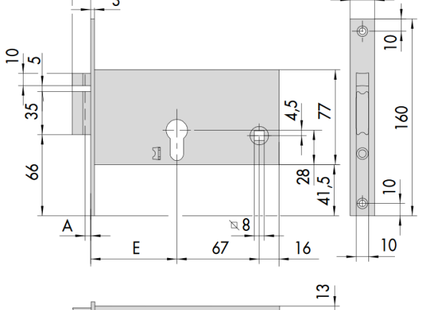 CISA ELETTROSERRATURA DA INFILARE PER FASCE H.MM77 FRONTALE MM16 AMBDX