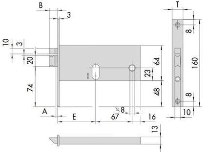CISA ELETTROSERRATURA DA INFILARE PER FASCE H.MM64 FRONTALE MM16 AMBIDX