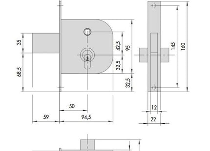 CISA SERRATURA DA INFILARE CON CILINDRO ENTRATA MM50 AMBIDESTRA