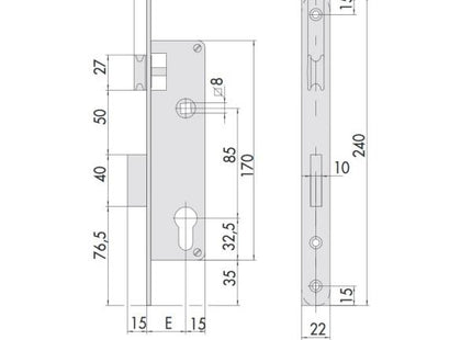 CISA SERRATURA DA INFILARE 1 MANDATA ENTRATA MM21 AMBIDESTRA*