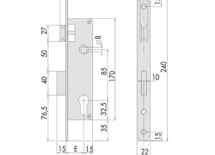 CISA SERRATURA DA INFILARE 1 MANDATA ENTRATA MM25 AMBIDESTRA*