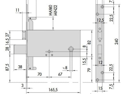 CISA SERRATURA DA INFILARE A DOPPIA MAPPA PER FASCE ENTRATA MM70 AMBIDX