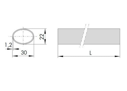 CISA BARRA OVALE IN ACCIAIO VERNICIATO ROSSO L.MM1200*