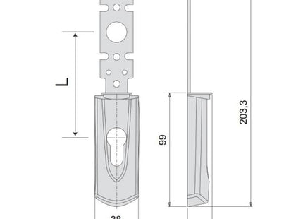 CISA PLACCA ESTERNA VERNICIATA NERA PER SERRATURE ANTIPANICO MM72