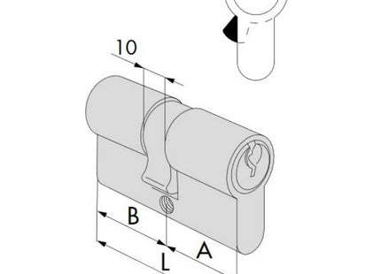 CISA CILINDRO A PROFILO EUROPEO C2000 CAMMA 90° PER SERIE 46305 MM30/30