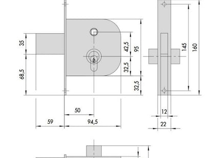 CISA SERRATURA DA INFILARE SENZA CILINDRO ENTRATA MM50 AMBIDESTRA*