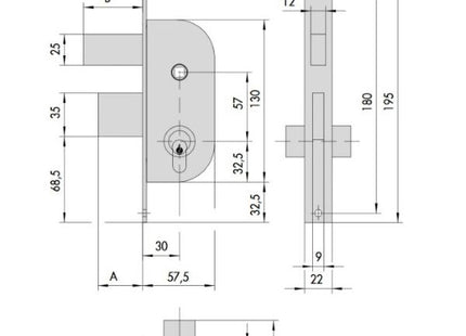 CISA SERRATURA DA INFILARE SENZA CILINDRO ENTRATA MM30 AMBIDESTRA*