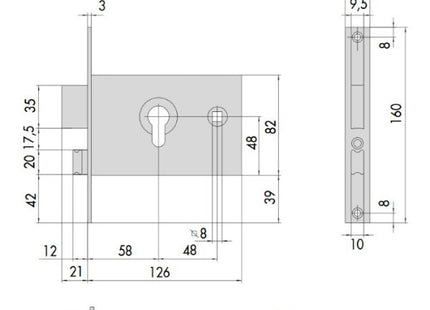 CISA SERRATURA DA INFILARE PER FASCE H.MM82 ENTRATA MM60 AMBIDESTRA