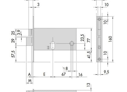 CISA SERRATURA DA INFILARE PER FASCE H.MM77 AMBIDESTRA