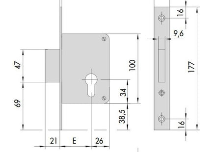 CISA SERRATURA DA INFILARE SOLO CATENACCIO ENTRATA MM40 AMBIDESTRA
