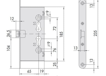 CISA ELETTROSERRATURA DA INFILARE PER ANTIPANICO ENTRATA MM65