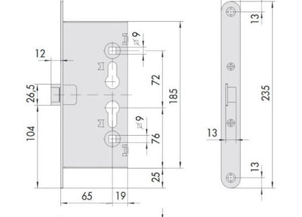 CISA SERRATURA DA INFILARE ANTIPANICO ENTRATA MM65 AMBIDESTRA