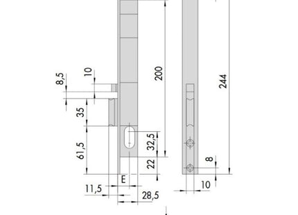 CISA ELETTROSERRATURA DA INFILARE PER MONTANTI FRONTALE MM.16