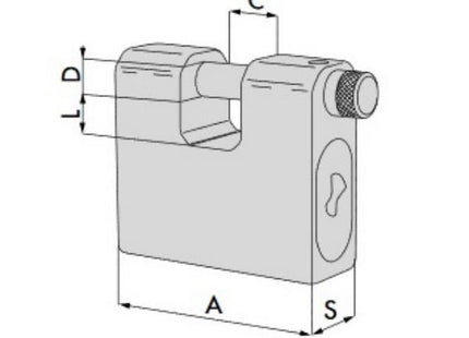 CISA LUCCHETTO ACCIAIO RETTANGOLARE CON CHIAVE LIM