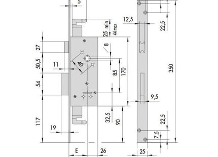CISA SERRATURA DA INFILARE A DOPPIA MAPPA AMBIDESTRA