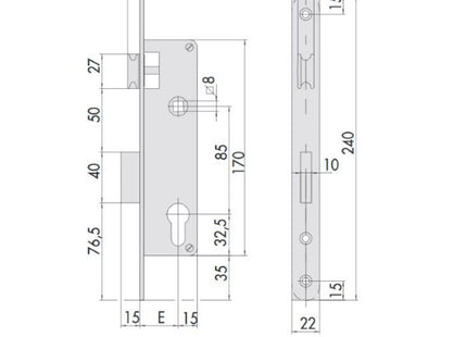 CISA SERRATURA INFILARE A CILINDRO ENTRATA MM30 AMBIDESTRA*