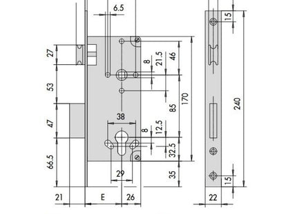 CISA SERRATURA INFILARE A CILINDRO AMBIDESTRA