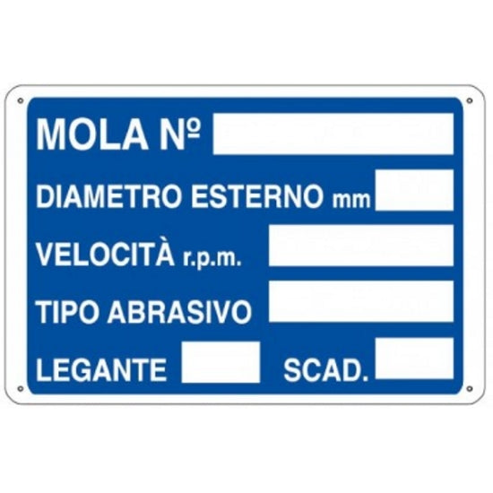 SEGNALE MOLA N. DIAMETRO ESTERNO VELOCITA'...IN ALLUMINIO MM300X200