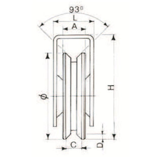 NOVA-FERR RUOTA ZINCATA GOLA AD Y D.MM 70 1 CUSCINETTO SUPPORTO FISSO