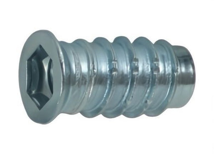 BUSSOLA FILETTATA PER LEGNO CON ESAGONO ZINCATA BIANCA