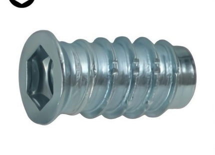 BUSSOLA FILETTATA PER LEGNO CON ESAGONO ZINCATA BIANCA