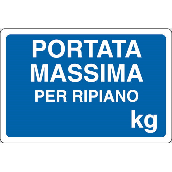 SEGNALE PORTATA MASSIMA PER RIPIANO KG IN ALLUMINIO MM180X120