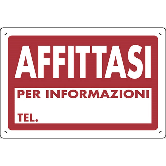 SEGNALE AFFITTASI PER INFORMAZIONI TEL. IN PLASTICA MM300X200